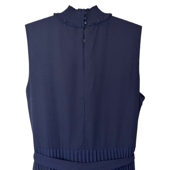 Nannette Nanette Lepore sleeveless pleated midi dress navy blue women's size 8 - Picture 10 of 11